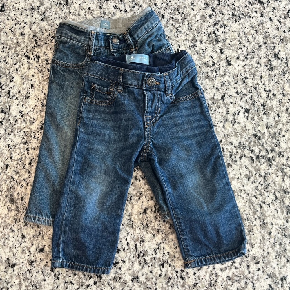 GAP Baby Boys Medium Wash Blue Denim Jeans Bundle, Size 12-18 Months